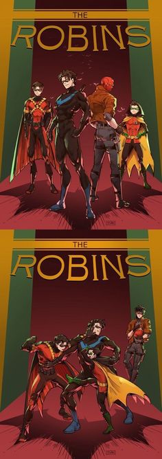 the poster for robin's and robin's is shown in three different colors