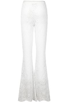 Patbo flare leg pant in white. 50% Cotton 50% Acrylic Hi Rise Dry Clean Made in Brazil White Wide Leg Flares For Spring, Chic White Fitted Flares, Chic Fitted White Flares, Chic White Wide Leg Flares, Chic White Wide-leg Flares, White Chic Wide Leg Flares, Chic White Flare Pants, White Fitted Flare Bottoms, Chic White Flare Bottoms