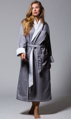 Women's :: Luxury Microfiber Plush Lined Robe Gray - Wholesale bathrobes, Spa robes, Kids robes, Cotton robes, Spa Slippers, Wholesale Towels Luxury Long Sleeve Robe For Loungewear, Bridal Sleepwear, Terry Cloth Robe, Monogram Robes, Spa Slippers, Custom Robes, Kids Robes, Personalized Robe, Women's Robe