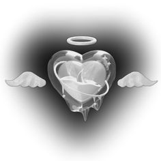 an angel heart with wings and halo