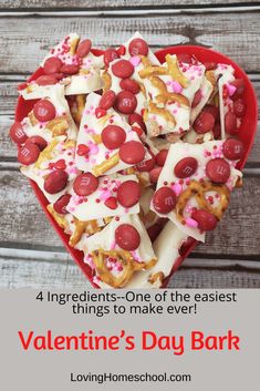 valentine's day bark recipe with text overlay