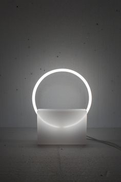 a white light sitting on top of a table