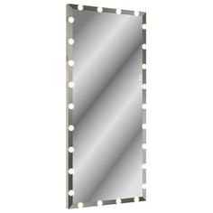 a large mirror with lights on it