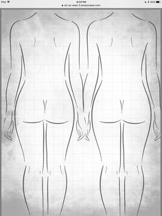 an image of the back and side view of a person's body, with lines drawn