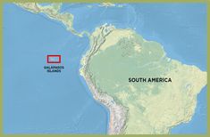 a map with the location of south america and an area marked in red on it