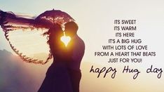 a couple kissing under an umbrella with the words happy hug day