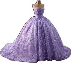 a purple ball gown with sequins on it