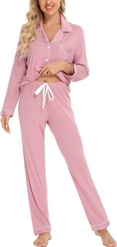 Button Up Pajama Set For Women Long Sleeve Shirt and Pajama Pants Soft Pjs Lounge Sets S-XXL Soft Pjs, Women Long Sleeve Shirt, Long Pajama Pants, Button Up Pajamas, Bridesmaid Pyjamas, Comfortable Pajamas, Cozy Pajamas, Short Pj Set, Soft Pajamas