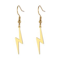 PRICES MAY VARY. Design: Simple but elegant geometric lightning bolt jewelry. You don't need too much decoration to be unique. It fits for any occasion as dainty accessory, stylish for everyday wear. Usage: These lightning earrings are easy to match your dress to attend party, banquet, ball, club, vacation or any other cool outfits. Or get it for your family and friends as a birthday/anniversary/new year/Christmas/graduation etc. gift. Metal: Lightning earrings are made of stainless steel. It is Lightning Bolt Jewelry, Lightning Earrings, Earrings Punk, Minimalist Pendant, Half Blood, Punk Style, Unisex Jewelry, Gold Brass, Fashion Plates