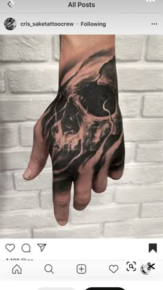 a man's hand with a skull on it and the words, all posts