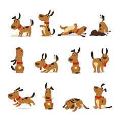 cartoon dogs with different poses and postures