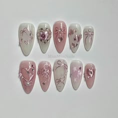 Hello, fabulous friends!  Welcome to MimMimNails! I hope you find the perfect style that speaks to you. 🍁 **Materials At MimMimNails, I use only the finest materials to craft durable and luxurious press-on nails that you can rely on. My nails will last: 1-2 days with adhesive tabs (included with your nail set) 2-3 weeks with nail glue. You can reuse the nails multiple times with proper care. Follow the instructions included in your nail set. **Each Nail Set Includes 10 custom-sized nails 24 adh Nails For Quinceanera Pink, Black Nails Pink Design, Pink Asian Nails, Black Pink White Nails, Sanrio Inspired Nails, Pink Chrome Heart Nails, Princess Pink Nails, Pink And Chrome Nails, Pink Chrome Nails Designs