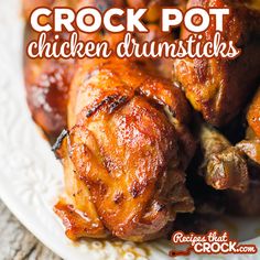 crock pot chicken drumsticks on a white plate