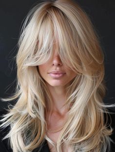 Stylish Long Layered Haircuts with Bangs for All Hair Types Long Layered Haircuts With Bangs, Layered Haircuts With Bangs, Layered Hair With Bangs, Blonde Hair With Bangs, Bangs For Women, 2023 Hair, Long Layered Haircuts, Beautiful Hairstyles, Hair Color Pink