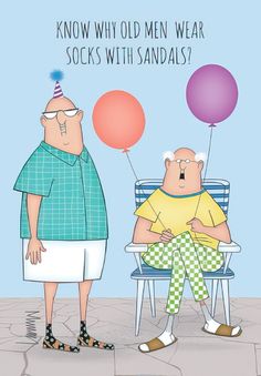 an older man sitting in a chair next to another person with balloons on their head