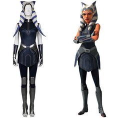 two female star wars character costumes, one in blue and the other in grey