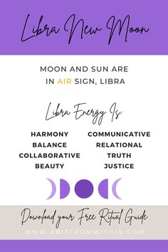 Libra New moon happens when both the sun and moon are in Libra! Libra energy is balancing, collaborative, and truthful! Visit for more information on using the zodiac sign and new moon for self care ideas and goal setting. Libra Energy, Libra Moon, Moon Energy, Moon Ritual, New Moon Rituals