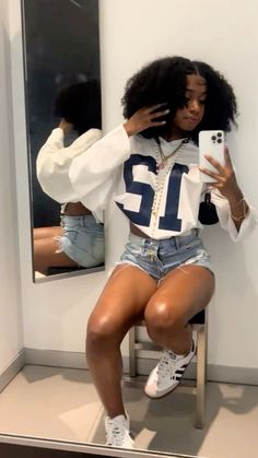 Black Women Converse Outfits, Cute Outfits With Shorts Black Women, Hbcu Yard Fits, Navy Blue Outfit Black Woman, Outfit For Back To School, Cute Fits For School Summer, Muscle Tee Outfit Black Women, Pnd Concert Outfit, First Day Of College Outfits Black Women