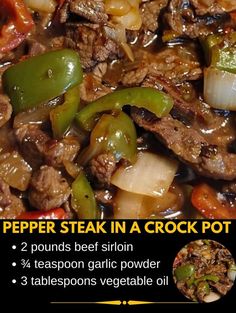 the recipe for pepper steak in a crock pot