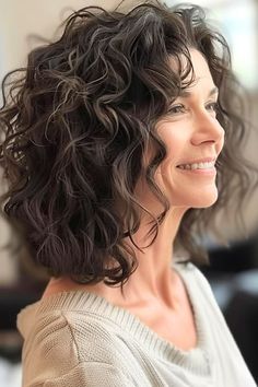 31 Chic Curly Hairstyles For Women Over 50 For A Style Refresh - The Hairstyle Edit Hair Color For Hazel Eyes And Fair Skin, Haircut Ideas Brown Hair, Easy Curly Hairstyles, Mid Length Curly Hairstyles, Shoulder Length Curly Hair, Medium Length Curly Hair, Medium Curly