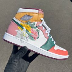 Flower Custom Air Jordan 1 X Wedding Sneaker – unitecustom Custom Jordan Shoes, Air Jordan 1 White, Custom Jordans, Pretty Shoes Sneakers