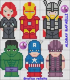 cross stitch pattern for the avengers and captain america characters