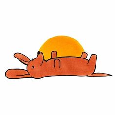 an orange rabbit laying on its back with the sun in the background