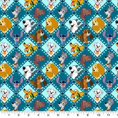 a blue and white checkered pattern with dogs on it