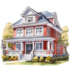 this is an artist's rendering of a two story house