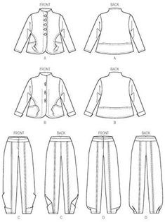 the sewing pattern for a jacket and pants