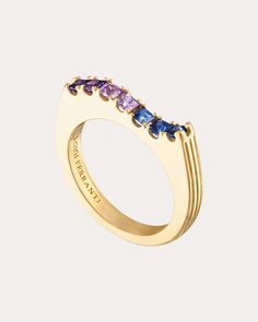 Gigi Ferranti Blue & Purple Sapphire Portofino Wave Ring | OLIVELA Movie Jewelry, Wave Jewelry, Sapphire Stones, Italian Riviera, Preppy Jewelry, Art Jewelry Design, Jewelry Design Drawing, Yellow Rings, Jewelry Logo