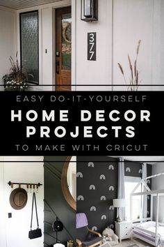 four different pictures with the words easy do - it - yourself home decor projects to make with cricut