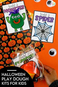 halloween play dough kits for kids with free printables on the front and back