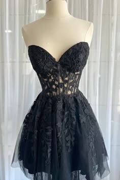 The princess black short homecoming dress features a sweetheart neck, corset bodice, and a lace-up back. SKU: 3236 Tulle material Strapless neck Corset bodice A-line silhouette Above knee length Lace-up back Ship in 7-10 business days Size: US 2-16. We offer free returns in 7 days. Please refer to our return policy page for more details. If you have any questions, don't hesitate to contact us: at service@dressesforparty.com. Prom Dresses Short Black, Short Corset Dress, Red Homecoming Dresses Short, Dresses Short Black, Prom Dress Short Lace, Black Prom Dress Short, Black Lace Prom Dress, Sweetheart Homecoming Dress, Red Lace Prom Dress