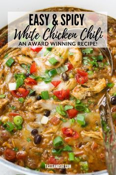 an easy and spicy white chicken chili recipe