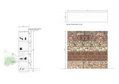 an architectural drawing shows the different materials used to create a garden wall and planter