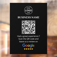 a business card with qr code on it