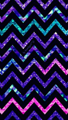 purple and blue glitter chevrons on black background