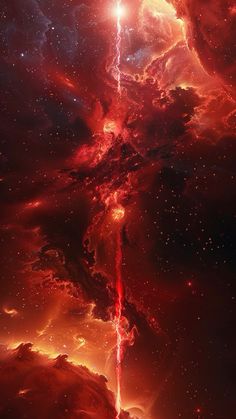 an abstract space scene with red and orange colors