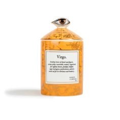 an orange bottle with writing on it that says, virgoo and is in front of