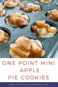 one point mini apple pie cookies in a muffin tin with text overlay that reads, one point mini apple pie cookies