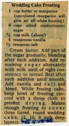 an old recipe for wedding cake frosting