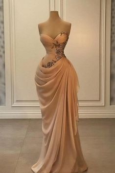 Champagne Prom Dress Mermaid, Chiffon Party Dress, Mermaid Evening Gown, Floor Length Prom Dresses, Glamour Dress, Lace Styles, Prom Dress Inspiration, Bridal Party Dresses, فستان سهرة