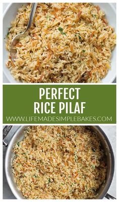 rice pilaf with carrots and parsley in a pan on the side