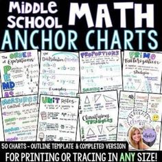 the middle school math anchor chart is shown in black and white with colorful writing on it