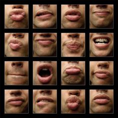 multiple images of lips with different expressions on them, including the mouth and tongue area