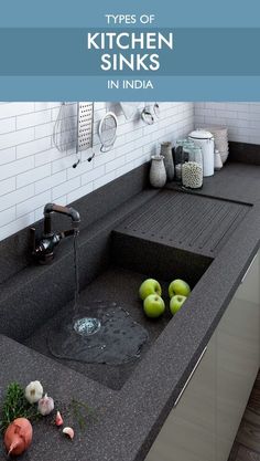 an image of kitchen sinks in india with the title types of kitchen sinks in india