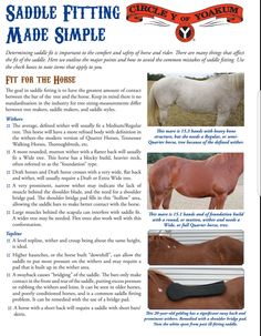 an article about saddle fitting made simple