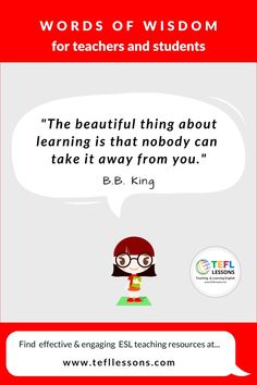 Inspiring Quotes about Education | ESL Materials | English Teachers Bb King Quotes, Quotes About Education, Esl Materials, King Quotes