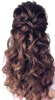 20 Trendy Half Up Half Down Hairstyles Wedding Hair Mother Of Bride Down, Wedding Hair Side Bangs, Romantic Wedding Hair Styling Accessories, Long Wedding Hairstyles, 2019 Hairstyles, Rambut Brunette, Hairstyle Long, Wedding Hair Half